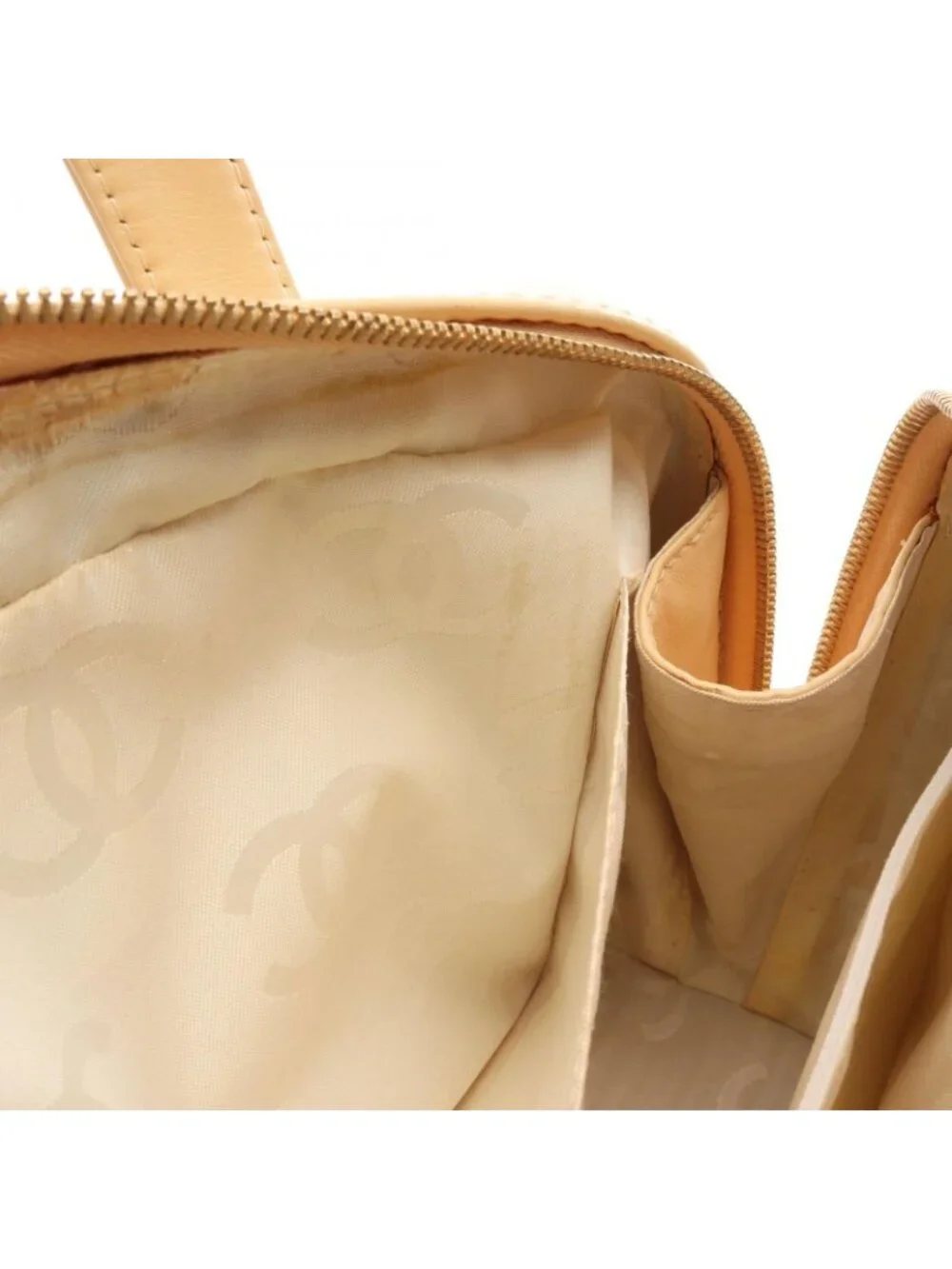 Chanel Handbag Wild Stitch Chez Blanc Yellow Beige Leather Handle